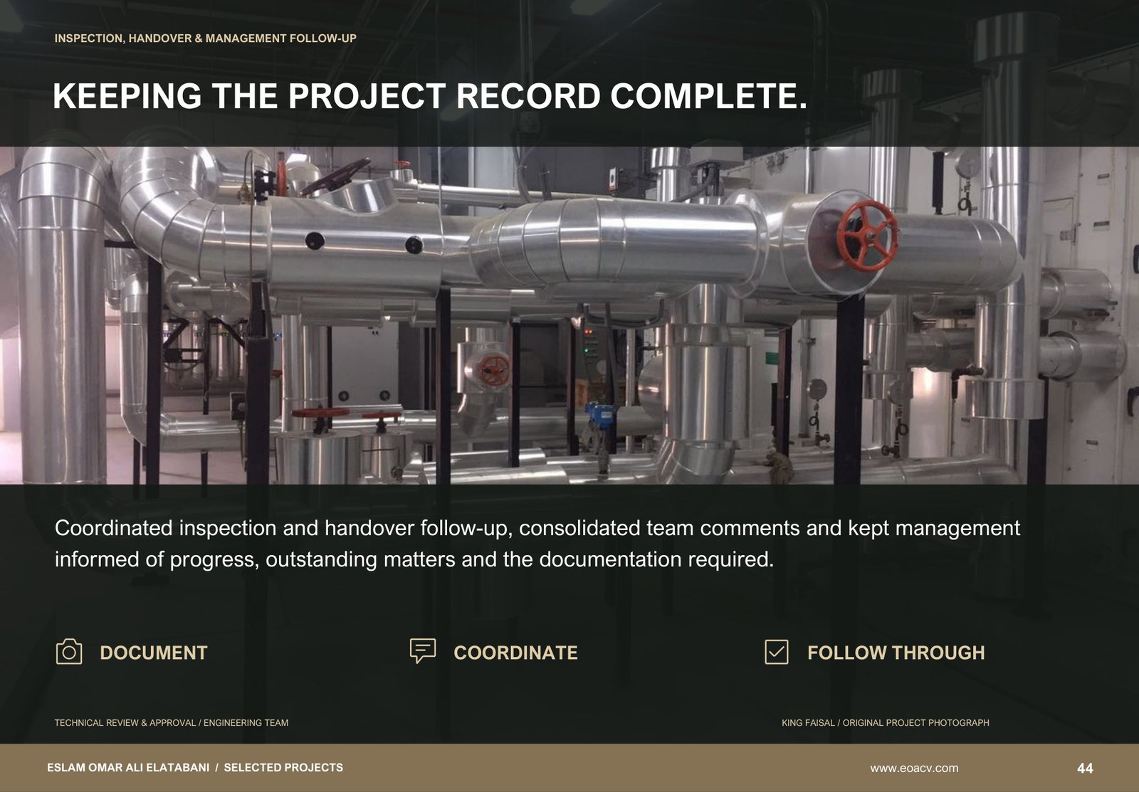 Inspection and handover follow-up | Keeping the project record complete